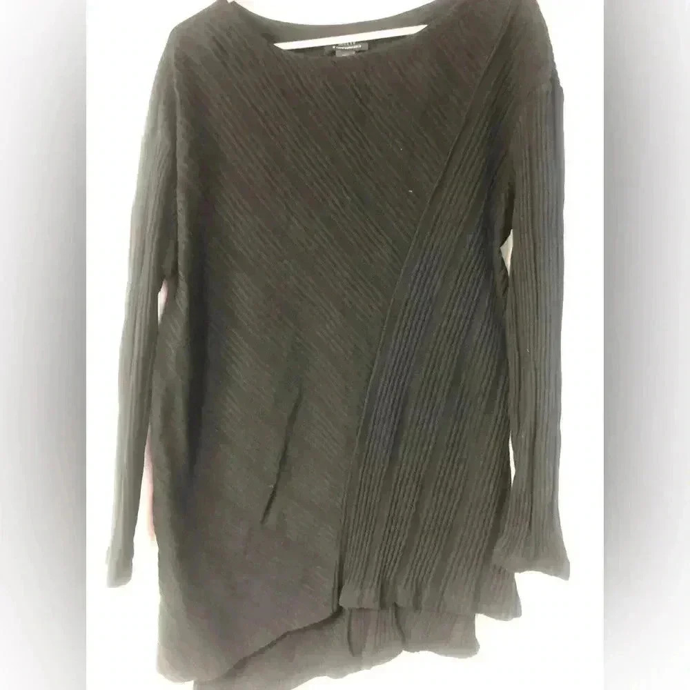 Anthropologie Maeve Asymmetrical Long Black Sweater Size Medium Thick Knit